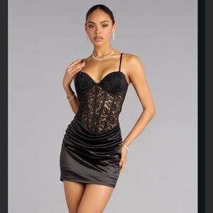 Sheryl Lace Corset Satin Mini Dress